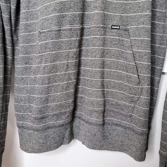 Hurley Men's Striped Hoodie Gray Beachy Lagenlook - Picture 3 of 6